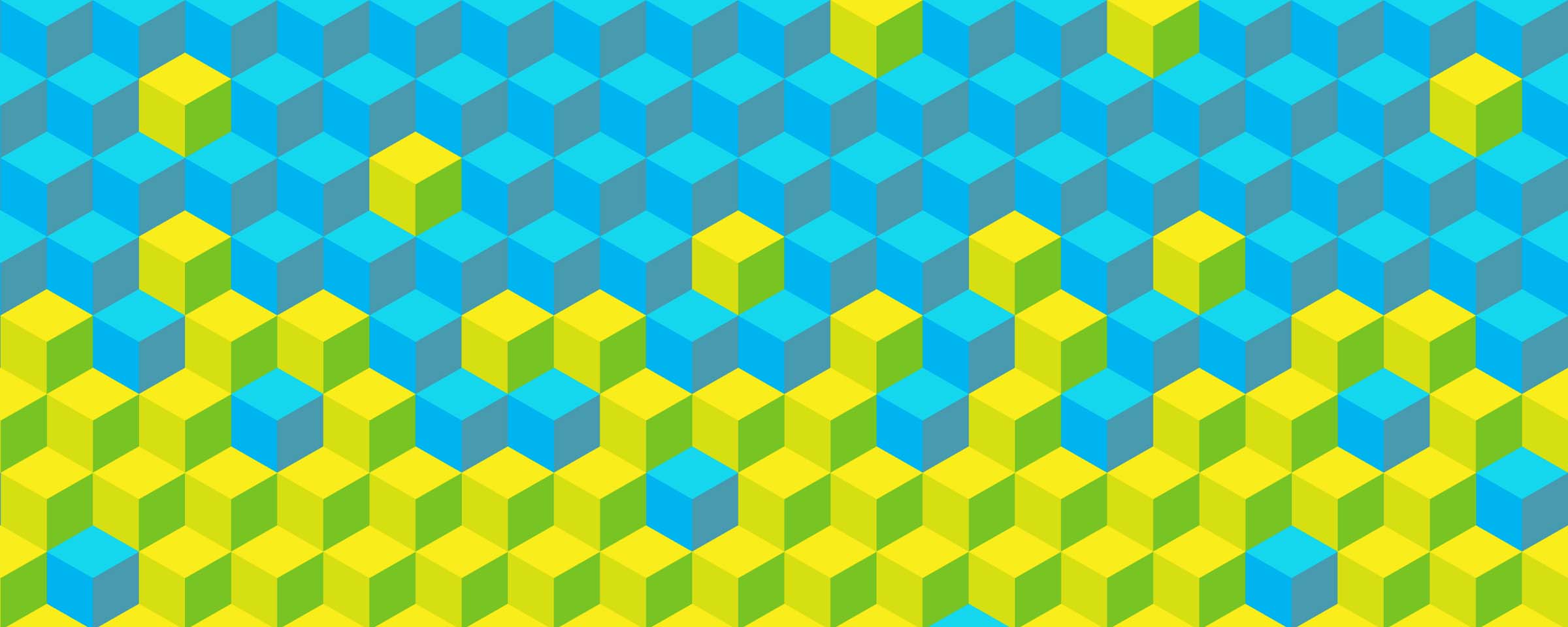 flat-shaded cubes coloured blue and yellow representing a horizon line